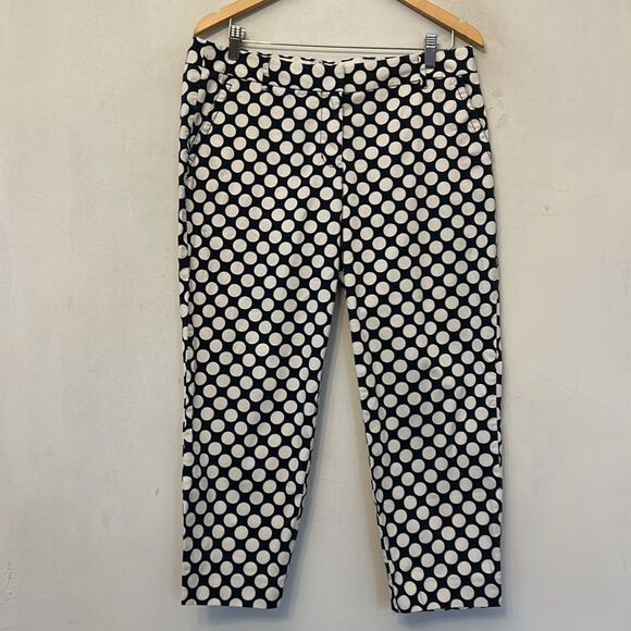 J Crew navy blue white circle ankle pants Curvy fit Size 12 EUC - Picture 2 of 9